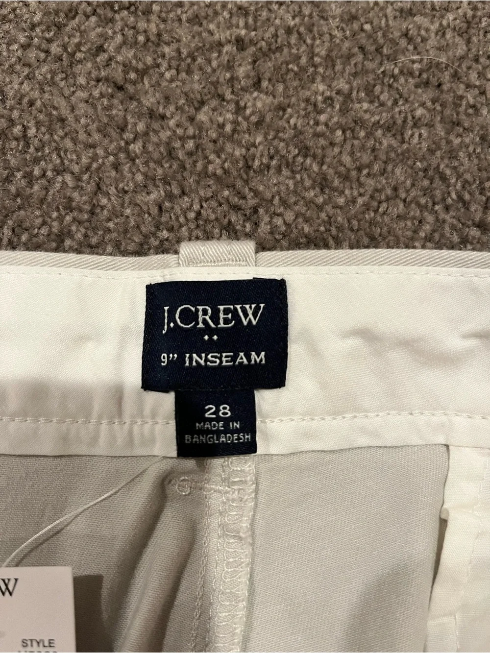 J. Crew Men's Light Cream Flat Front Chino Shorts--New With Tags!